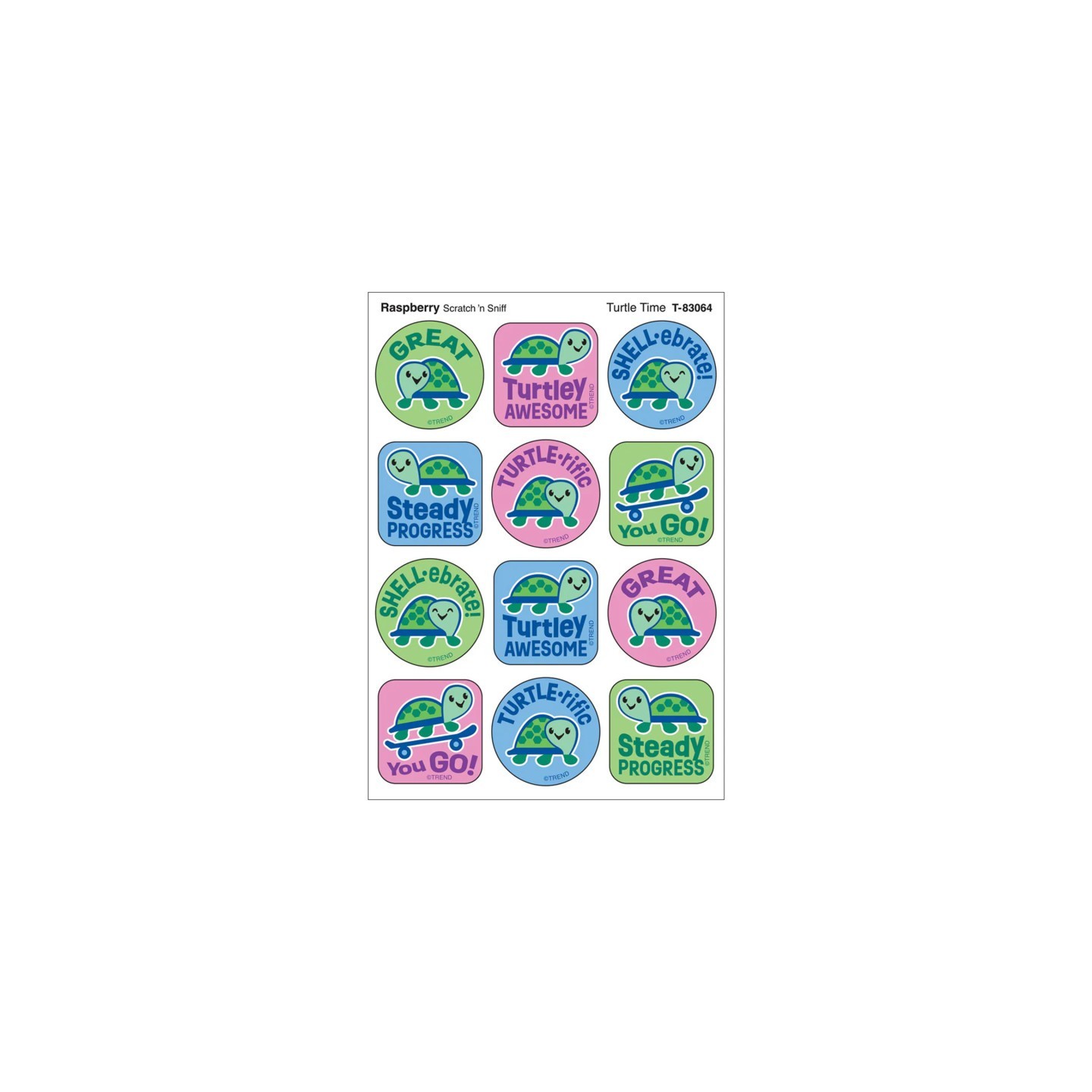 TREND Turtle Time, Raspberry Scent Scratch 'n Sniff Stinky Stickers®, Pack of 48