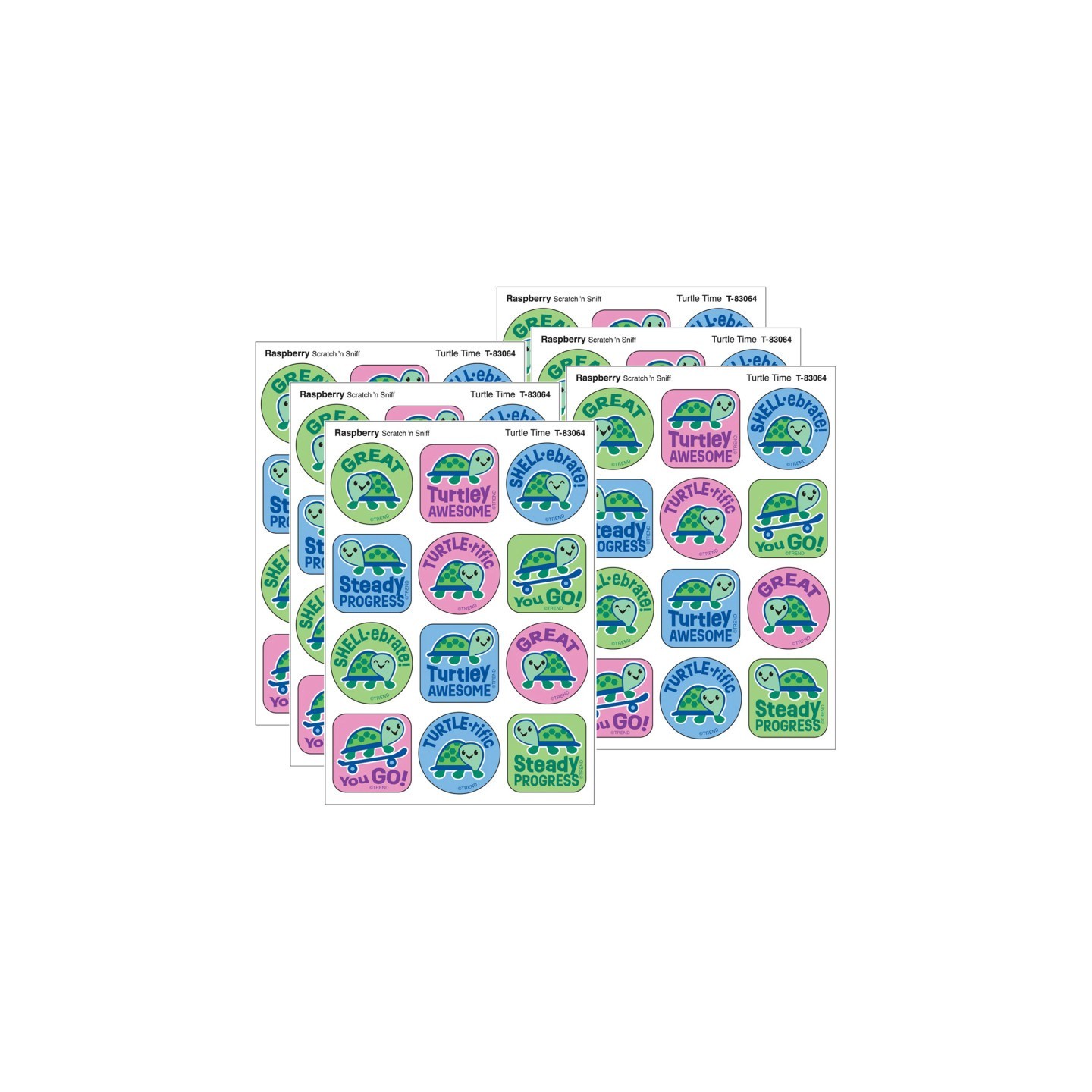 TREND Turtle Time, Raspberry Scent Scratch 'n Sniff Stinky Stickers®, 48 Per Pack, 6 Packs