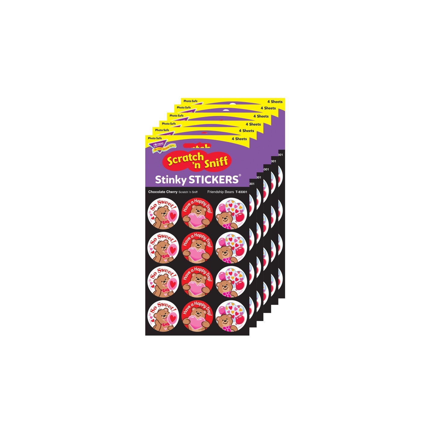 TREND Friendship Bears/Chocolate Cherry Stinky Stickers®, 48 Per Pack, 6 Packs