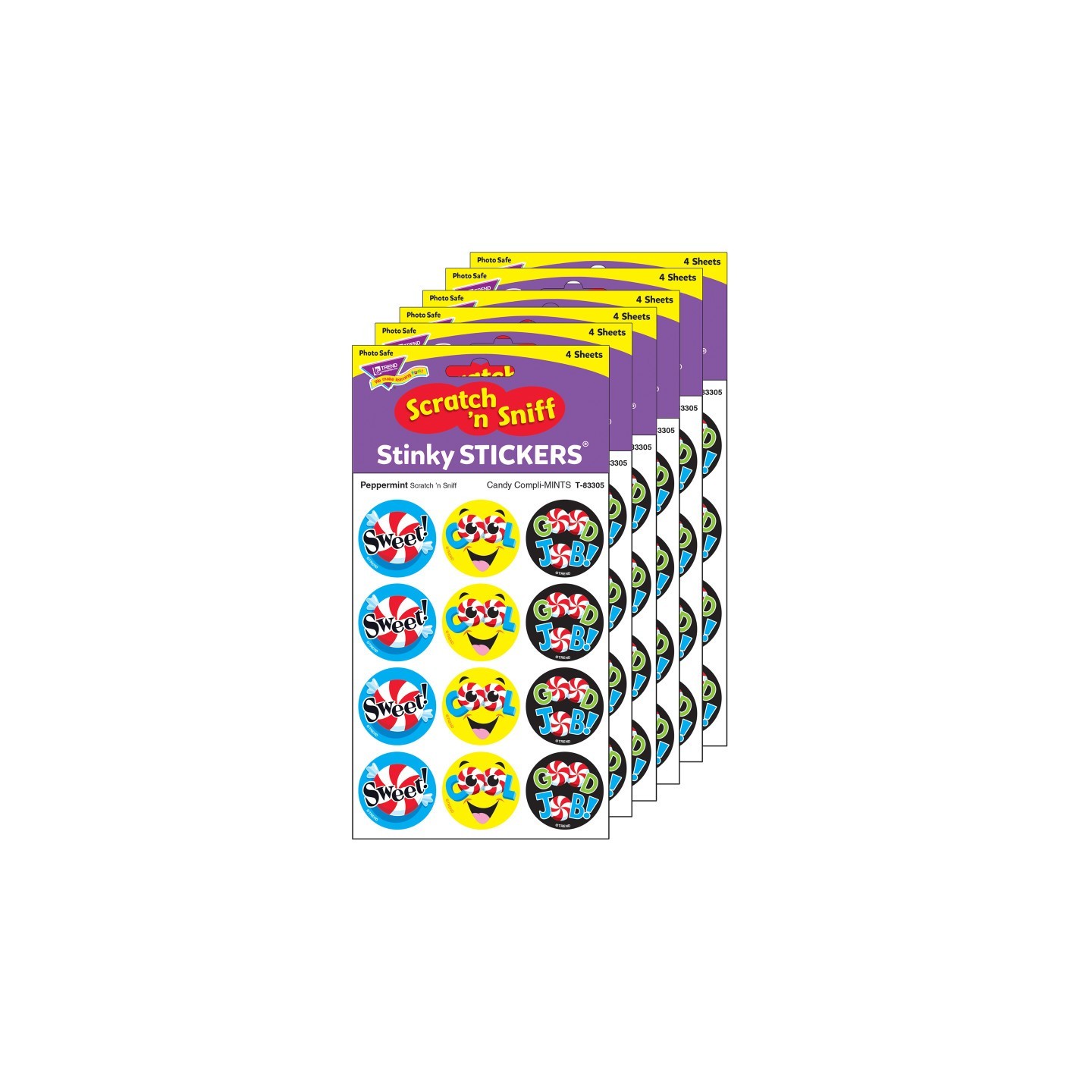 TREND Candy Compli-MINTS/Peppermint Stinky Stickers®, 48 Per Pack, 6 Packs