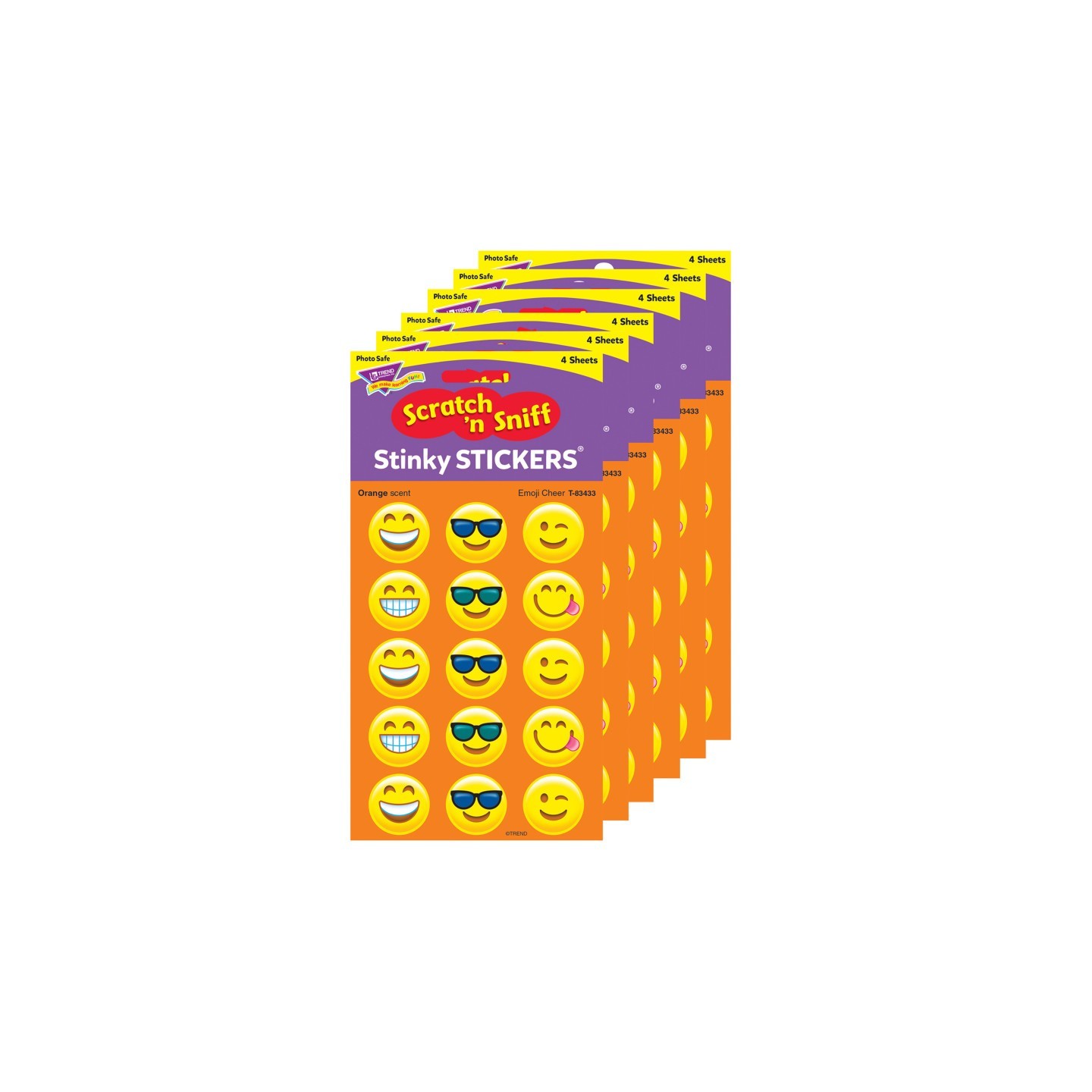 TREND Emotion Icon Cheer/Orange Stinky Stickers®, 60 Per Pack, 6 Packs