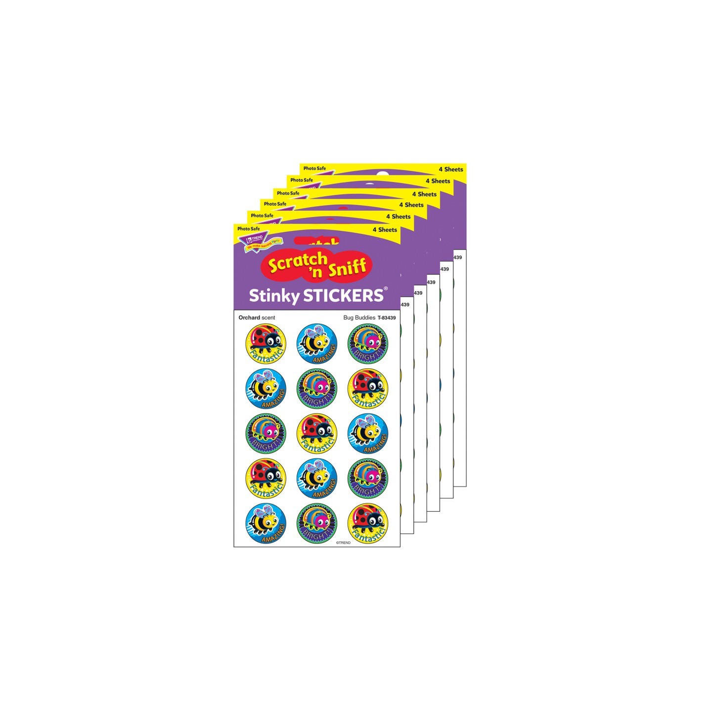 TREND Bug Buddies/Orchard Stinky Stickers®, 60 Per Pack, 6 Packs