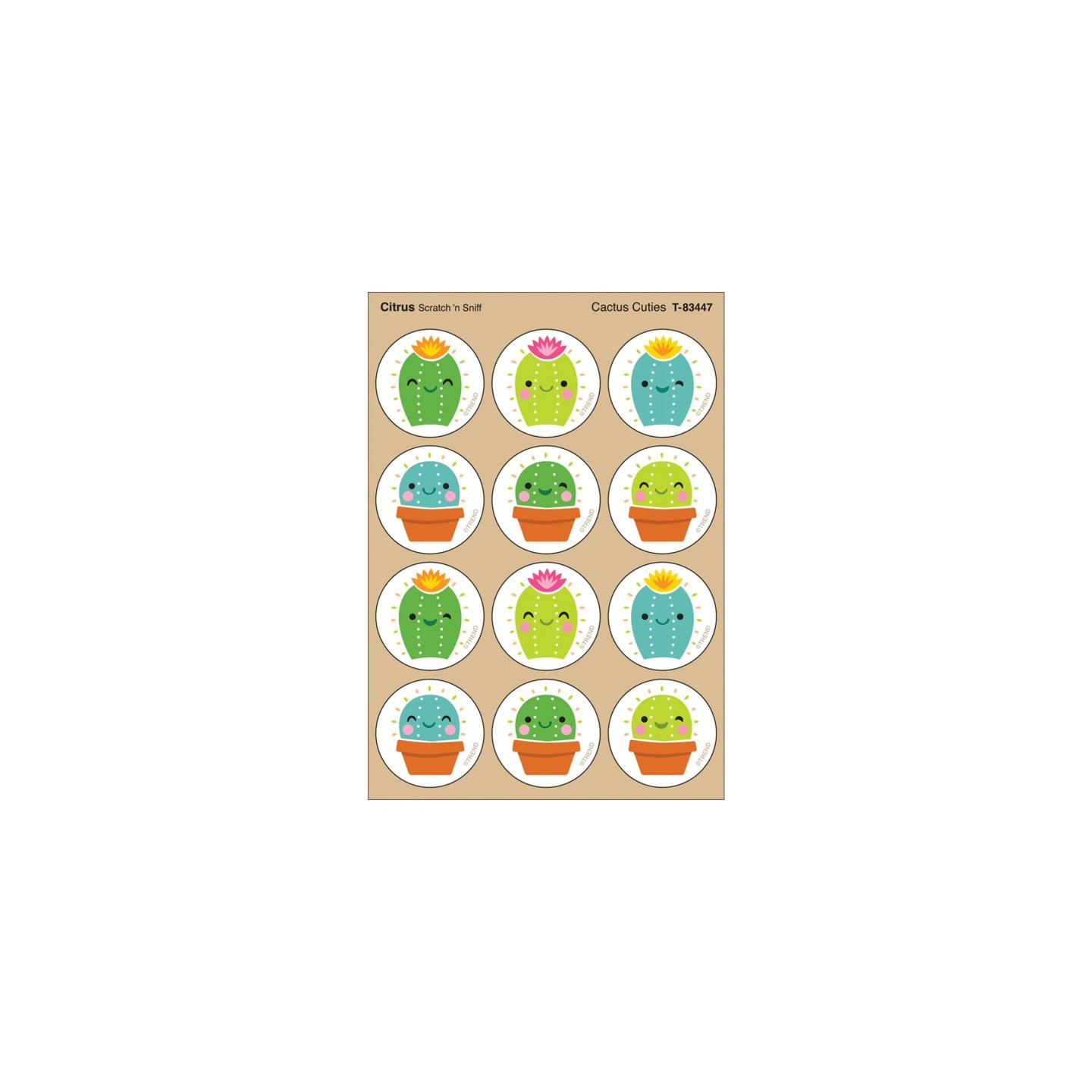 TREND Cactus Cuties, Citrus scent Scratch 'n Sniff Stinky Stickers®, Pack of 48