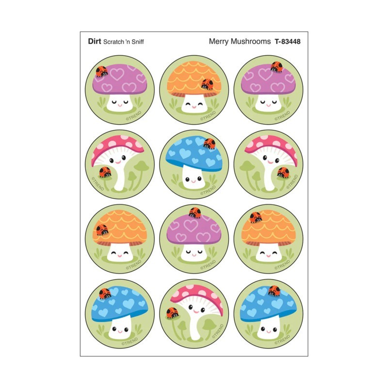 TREND Merry Mushrooms, Dirt scent Scratch 'n Sniff Stinky Stickers®, Pack of 48