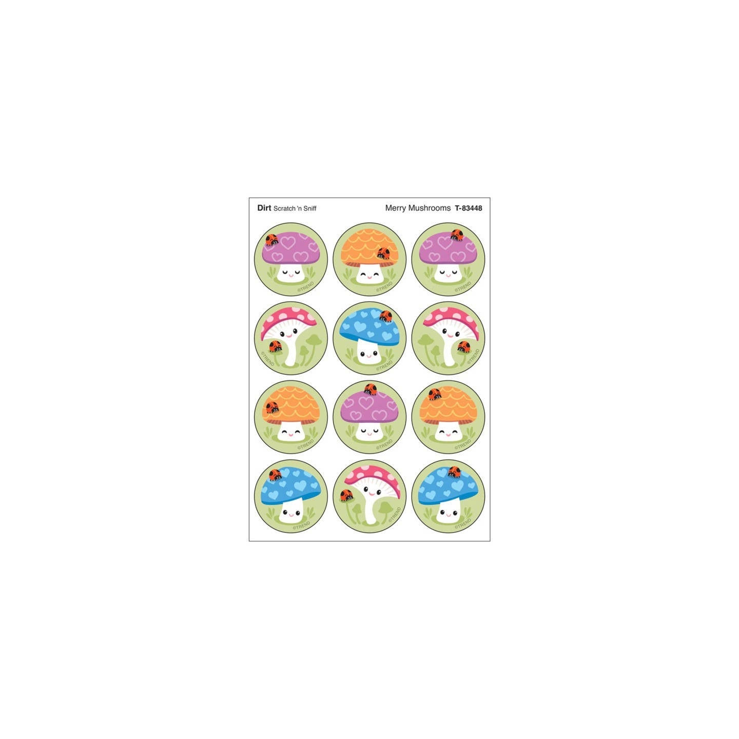 TREND Merry Mushrooms, Dirt scent Scratch 'n Sniff Stinky Stickers®, Pack of 48