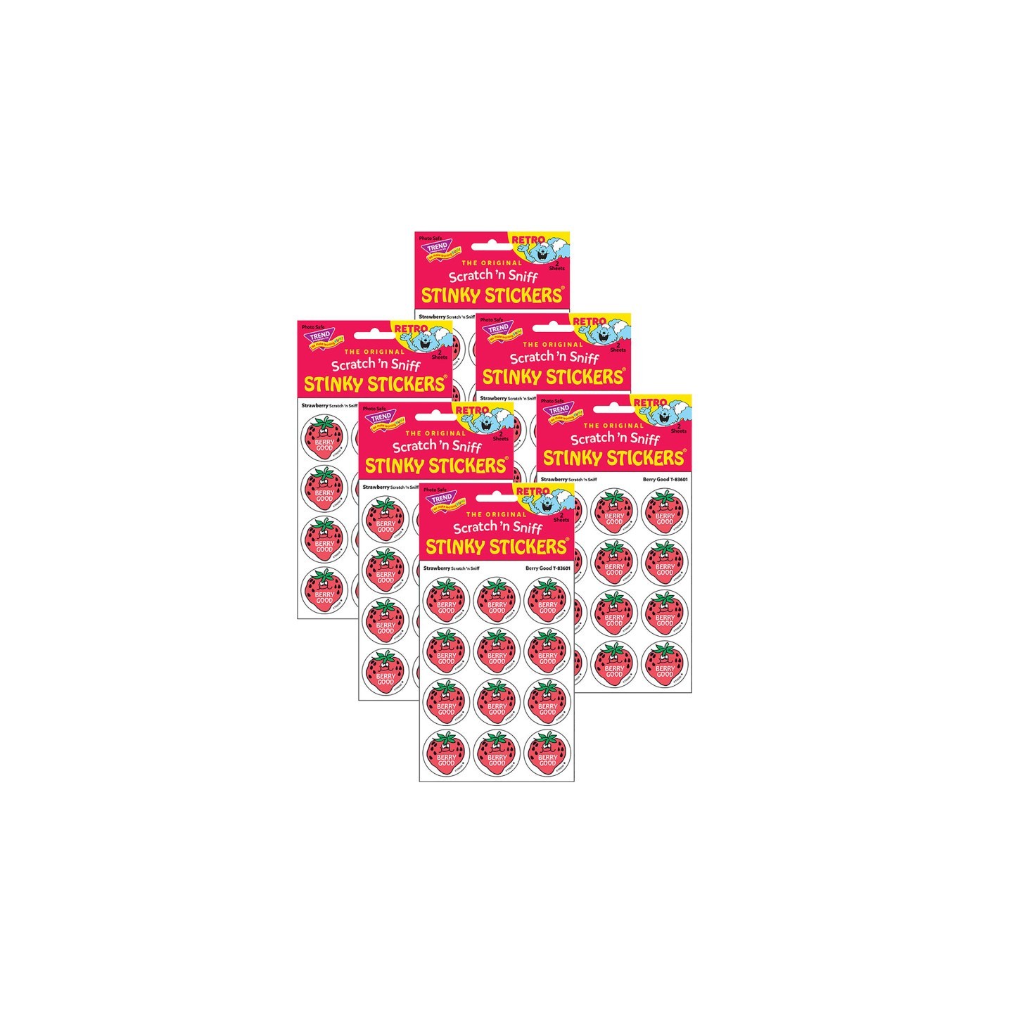 TREND Berry Good/Strawberry Scented Stickers, 24 Per Pack, 6 Packs