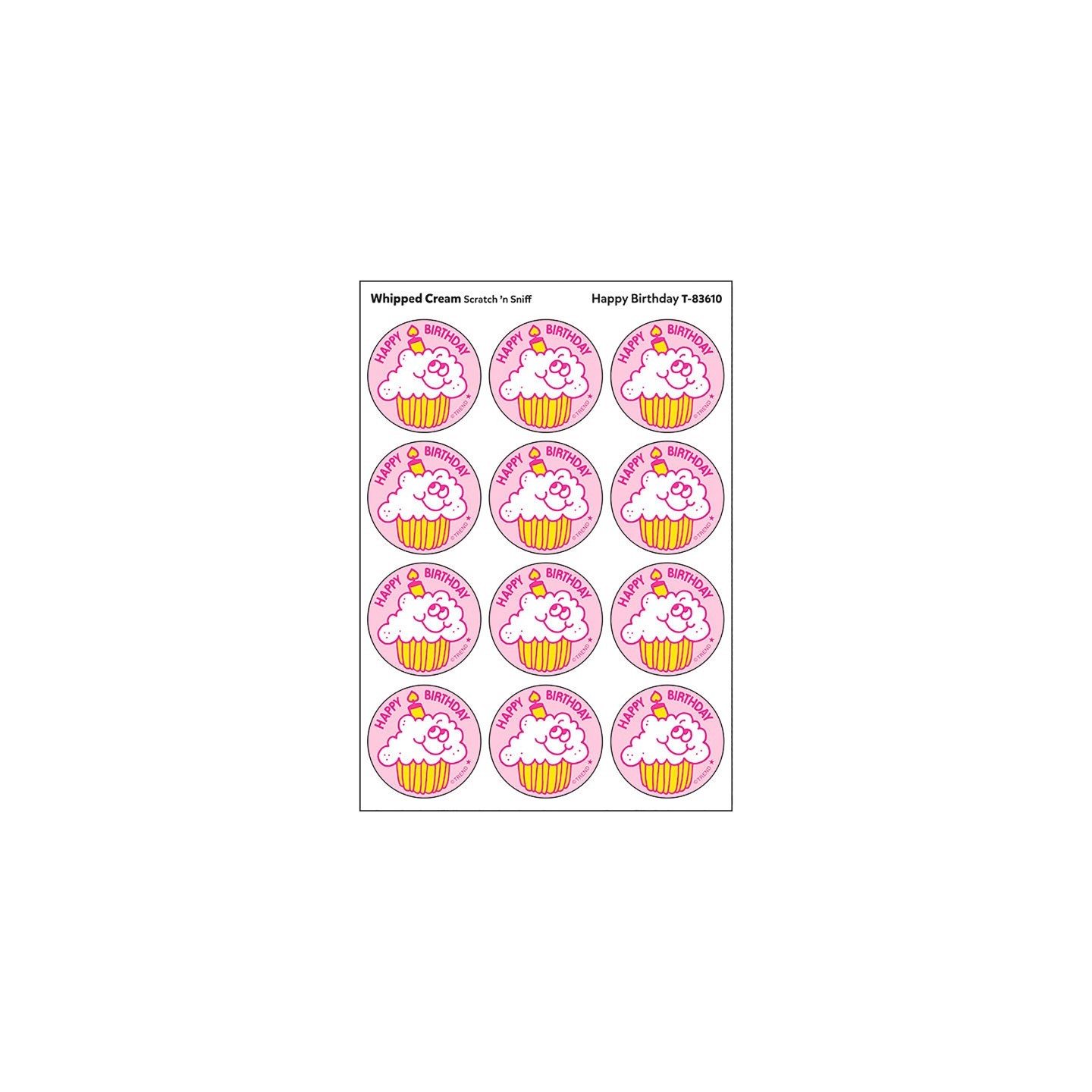 TREND Happy Birthday/Whipped Cream Scented Stickers, Pack of 24