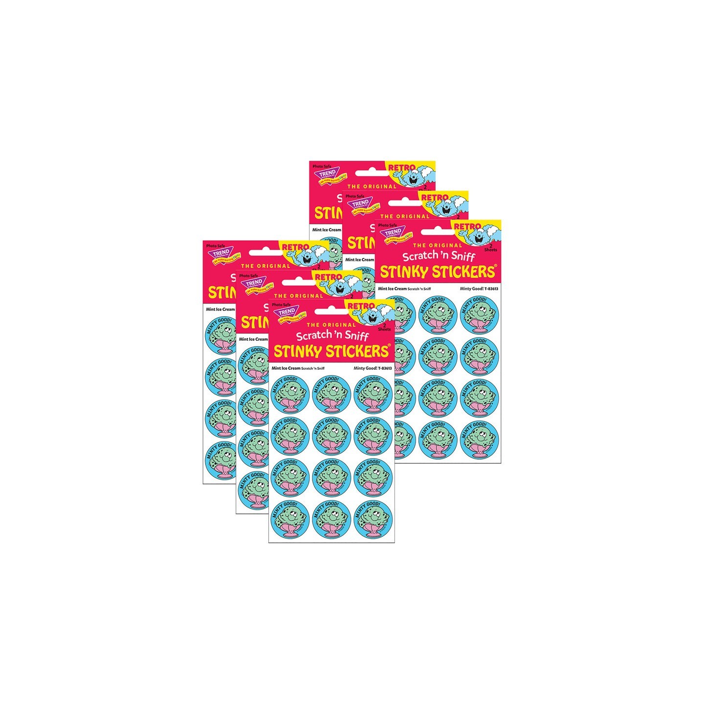 TREND Minty Good!/Mint Ice Cream Scented Stickers, 24 Per Pack, 6 Packs