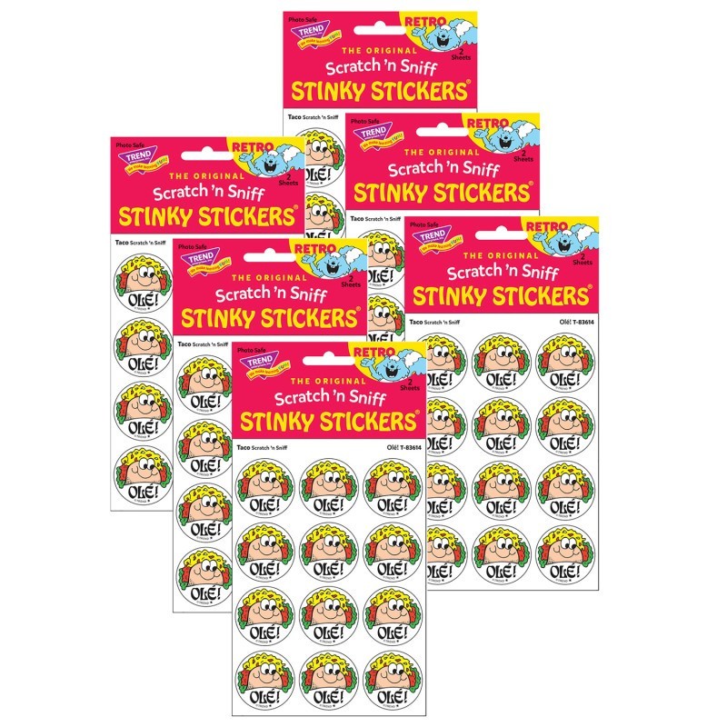 TREND Olé!/Taco Scented Stickers, 24 Per Pack, 6 Packs