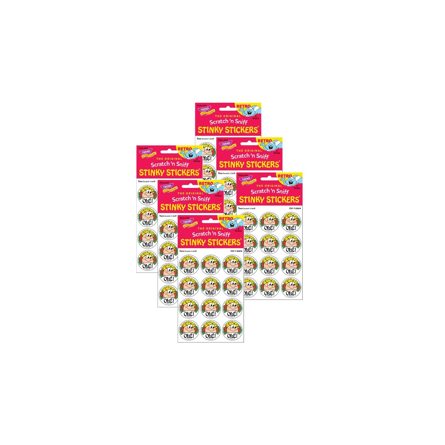 TREND Olé!/Taco Scented Stickers, 24 Per Pack, 6 Packs