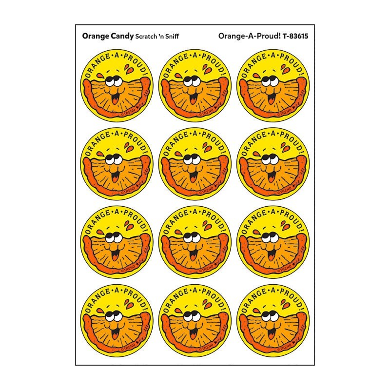 TREND Orange-A-Proud!/Orange Candy Scented Stickers, Pack of 24