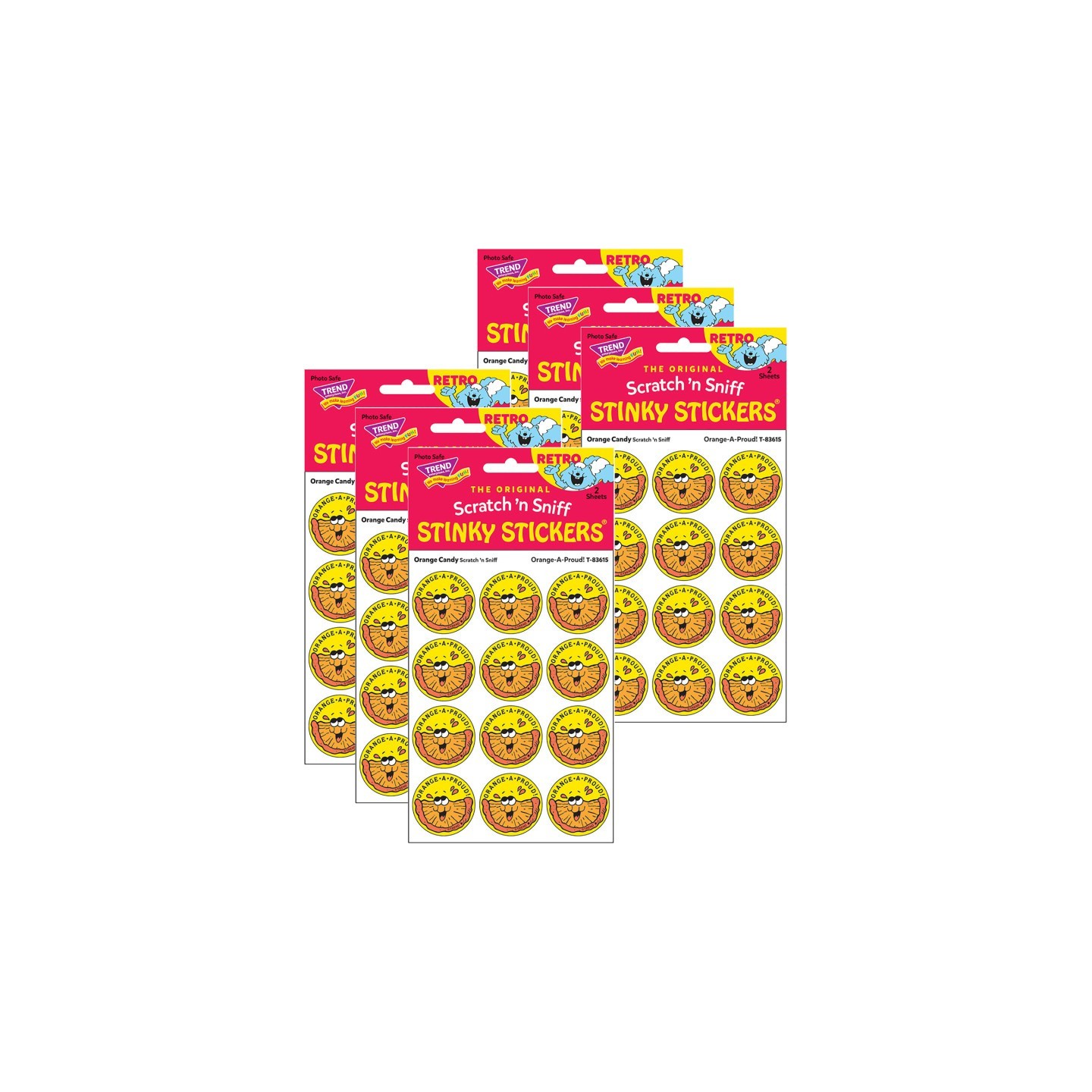 TREND Orange-A-Proud!/Orange Candy Scented Stickers, 24 Per Pack, 6 Packs