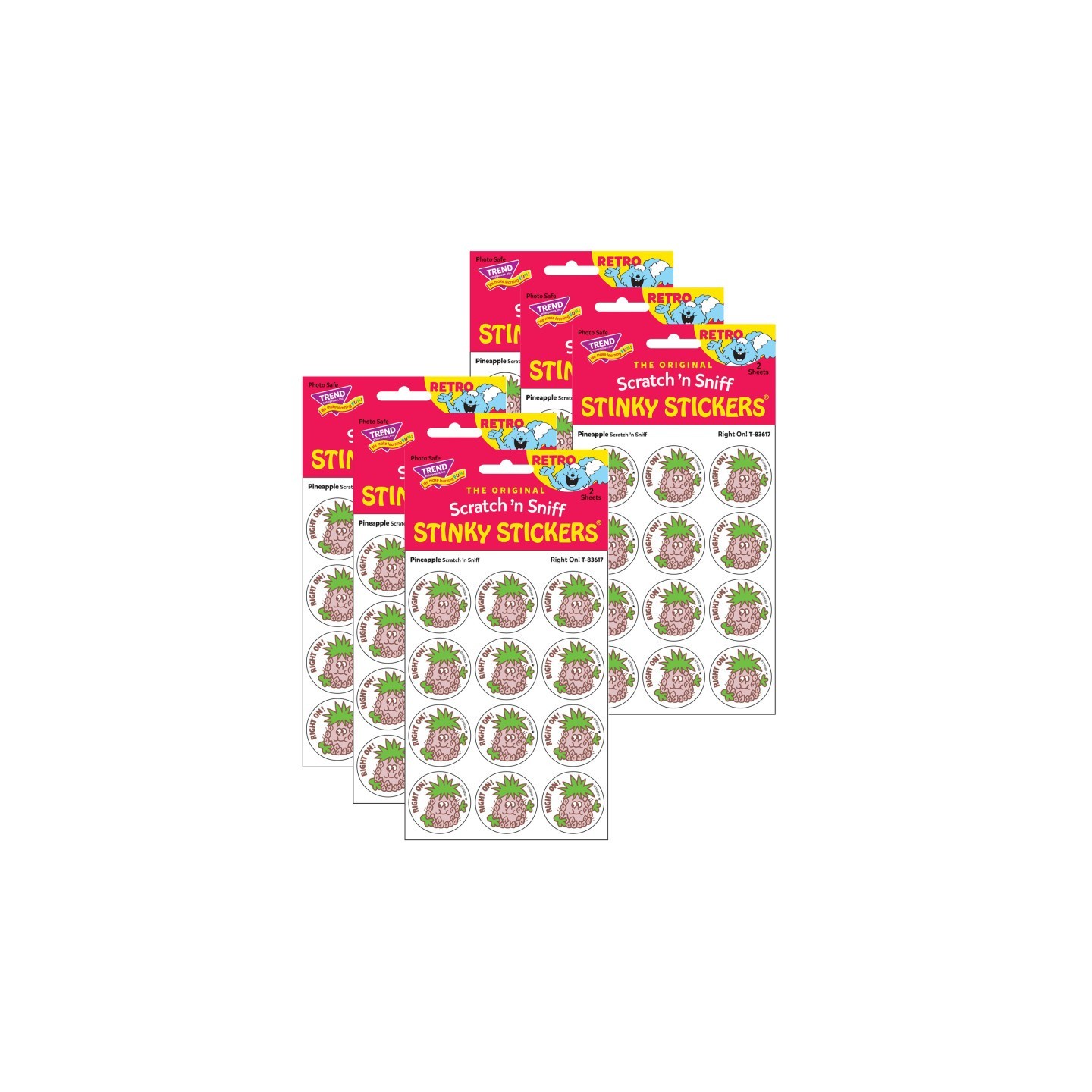 TREND Right On!/Pineapple Scented Stickers, 24 Per Pack, 6 Packs