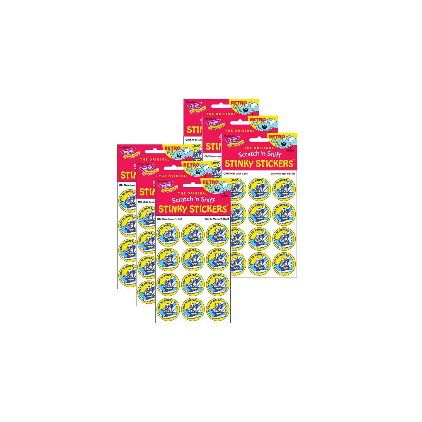 TREND Way to Motor/Old Shoe Scented Stickers, 24 Per Pack, 6 Packs