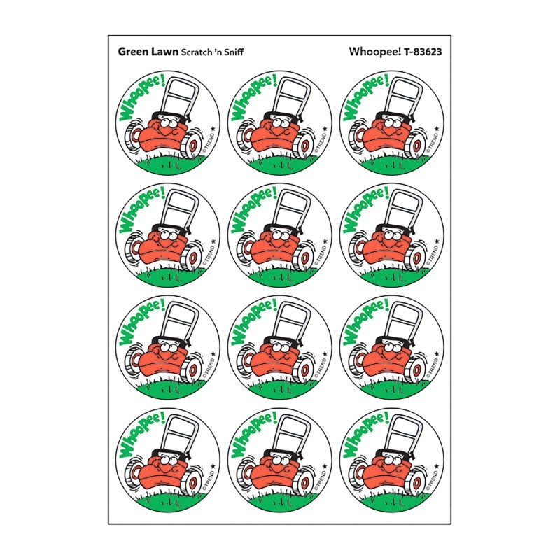 TREND Whoopee!/Green Lawn Scented Stickers, Pack of 24
