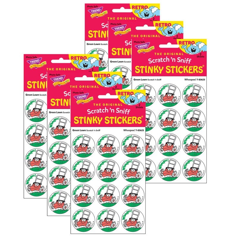 TREND Whoopee!/Green Lawn Scented Stickers, 24 Per Pack, 6 Packs