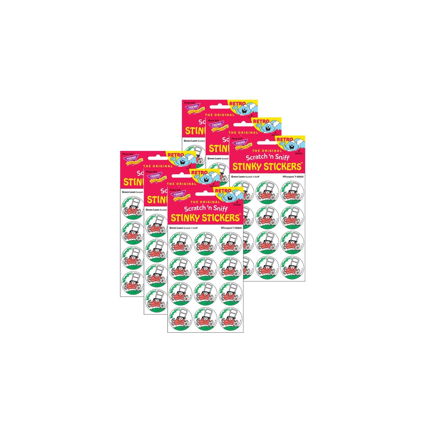 TREND Whoopee!/Green Lawn Scented Stickers, 24 Per Pack, 6 Packs
