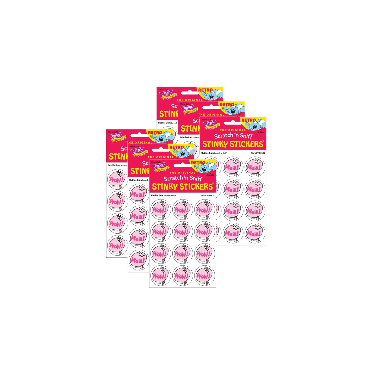 TREND Wow!/Bubble Gum Scented Stickers, 24 Per Pack, 6 Packs