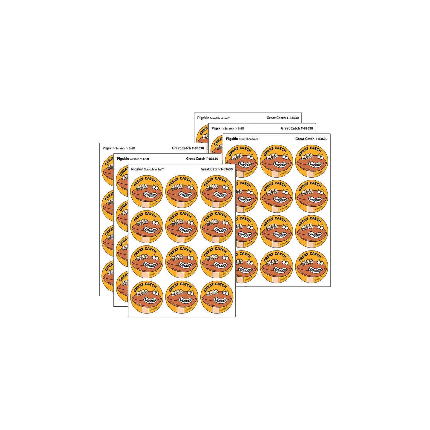 TREND Great Catch/Pigskin Scent Retro Scratch 'n Sniff Stinky Stickers®, 24 Per Pack, 6 Packs