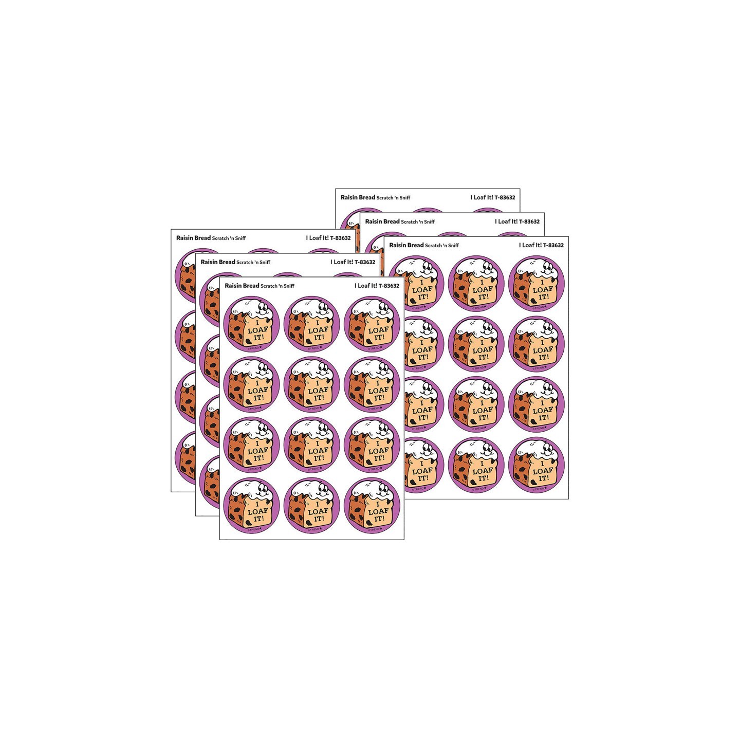 TREND I Loaf It!/Raisin Bread Scent Retro Scratch 'n Sniff Stinky Stickers®, 24 Per Pack, 6 Packs