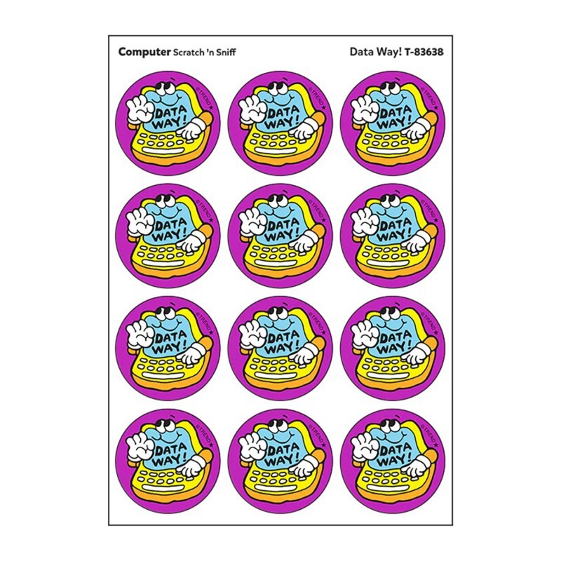 TREND Data Way!/Computer scent Retro Scratch 'n Sniff Stinky Stickers®, 24 ct.