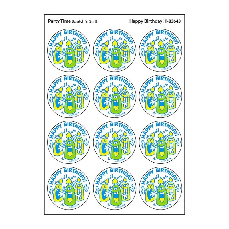 TREND Happy Birthday!/Party Time scent Retro Scratch 'n Sniff Stinky Stickers®, 24 ct.