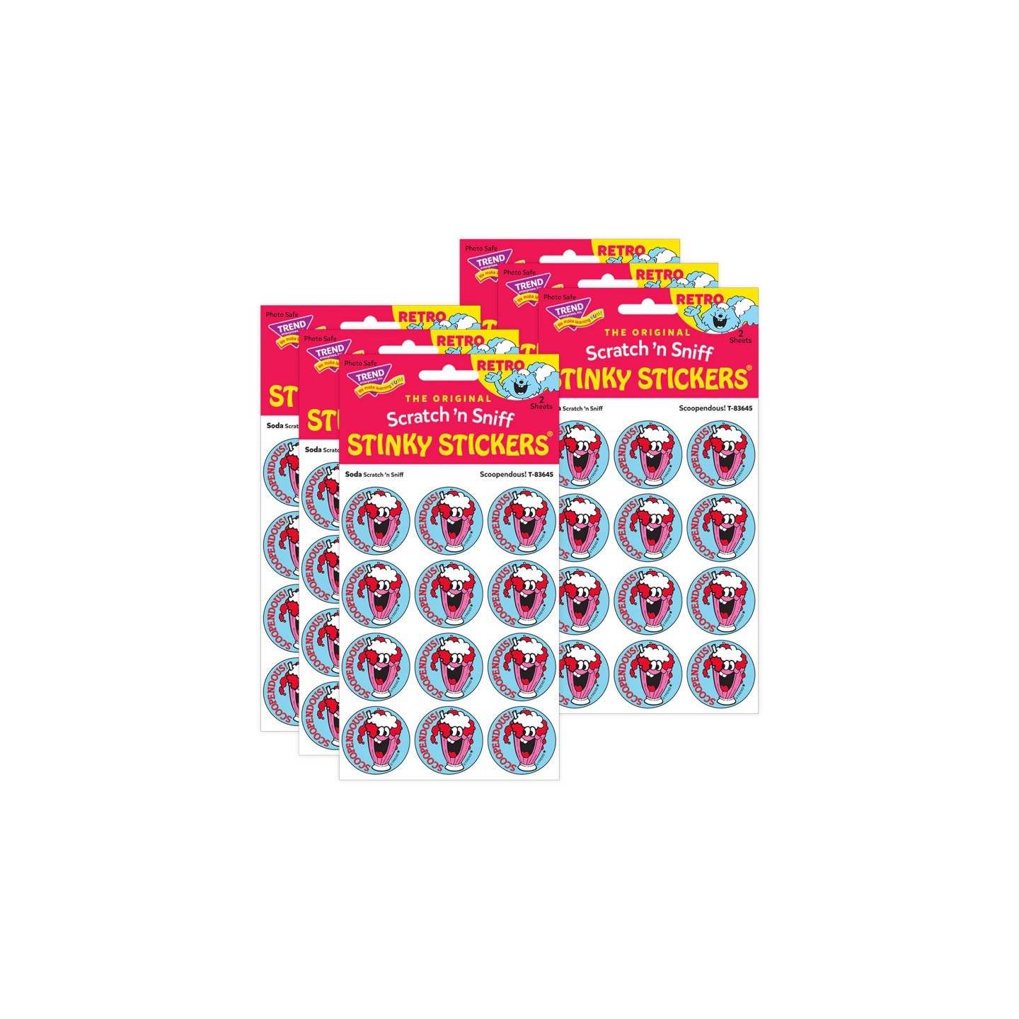 TREND Scoopendous!/Soda scent Retro Scratch 'n Sniff Stinky Stickers®, 24 Per Pack, 6 Packs