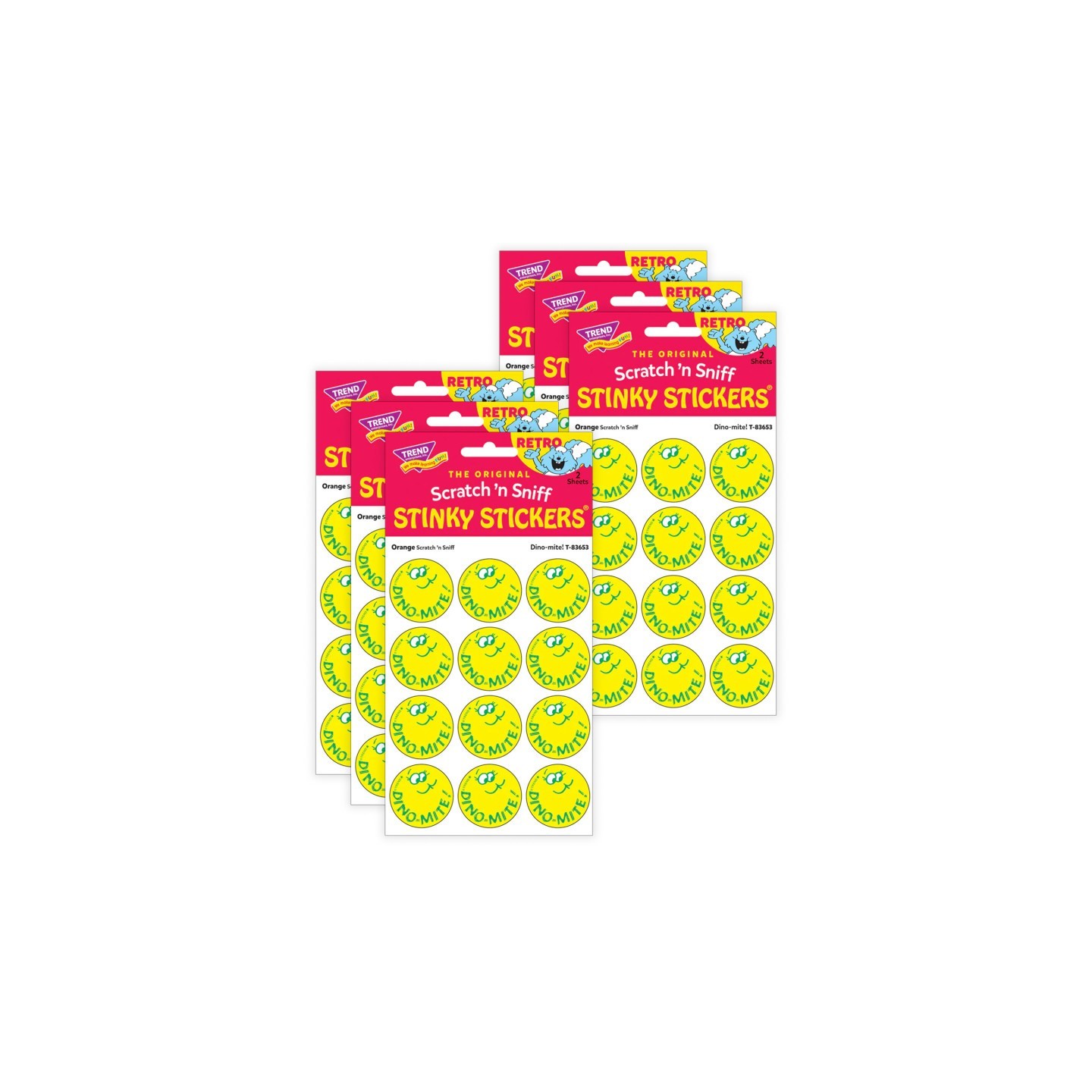 TREND Dino-mite!/ Orange Scent Stickers, 24 Per Pack, 6 Packs