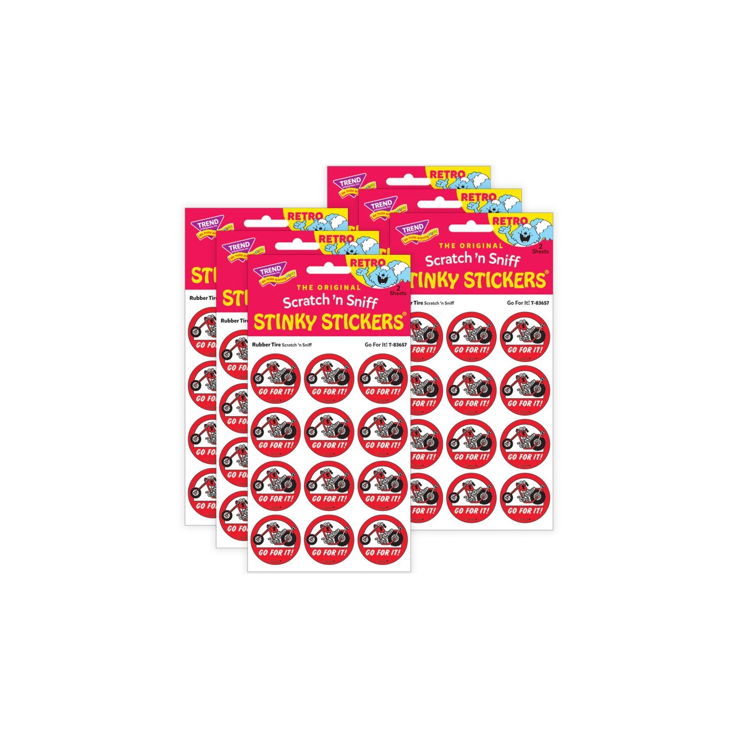 TREND Go For It!/ Rubber Tire Scent Stickers, 24 Per Pack, 6 Packs