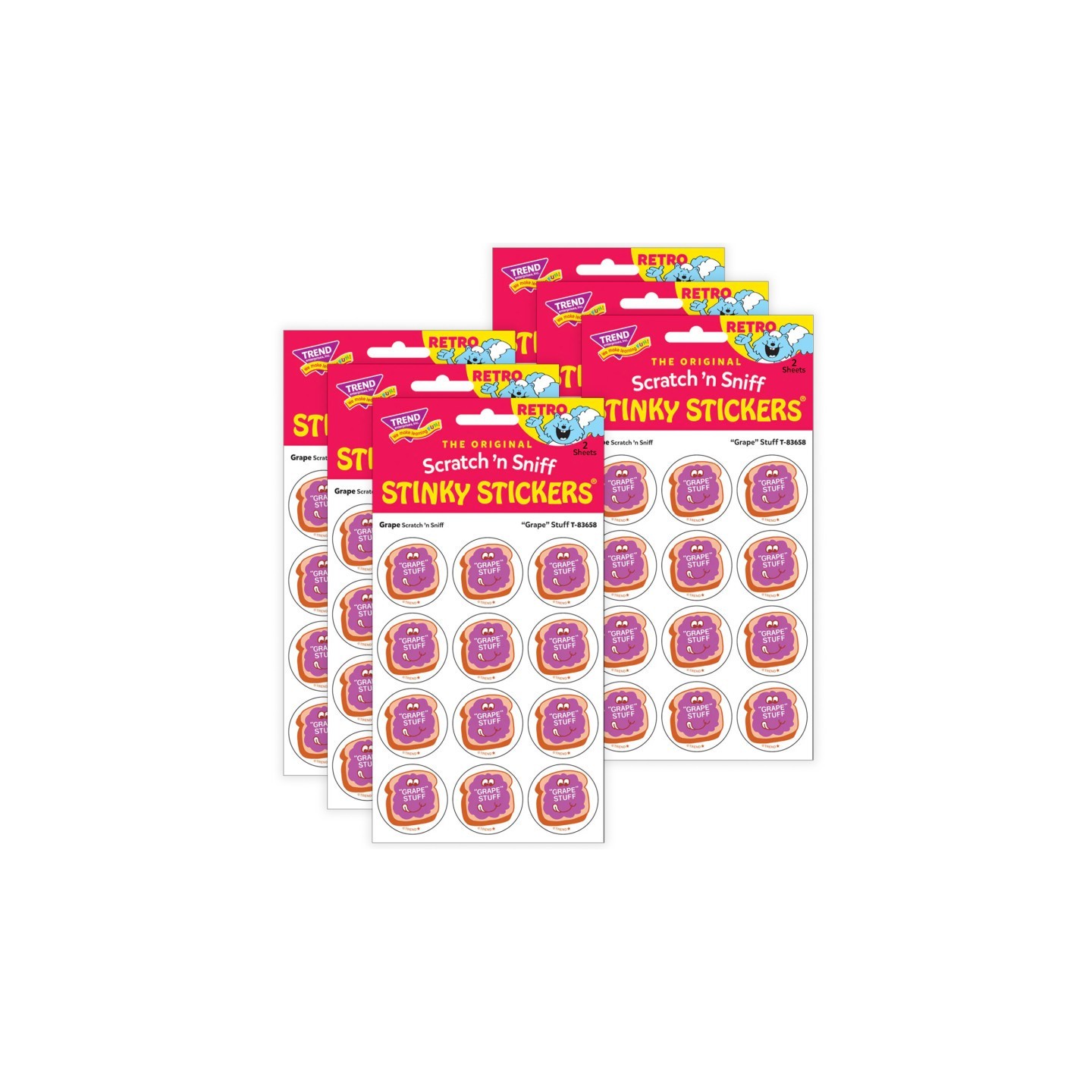 TREND "Grape" Stuff/ Grape Scent Stickers, 24 Per Pack, 6 Packs