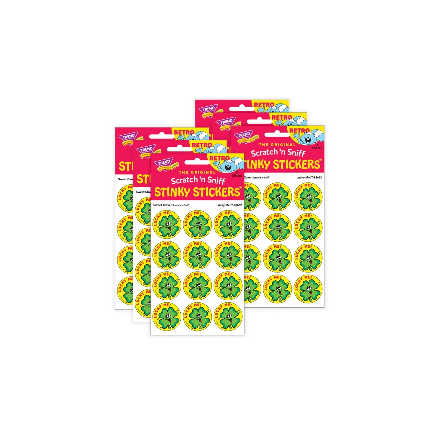 TREND Lucky Me!/ Sweet Clover Scent Stickers, 24 Per Pack, 6 Packs