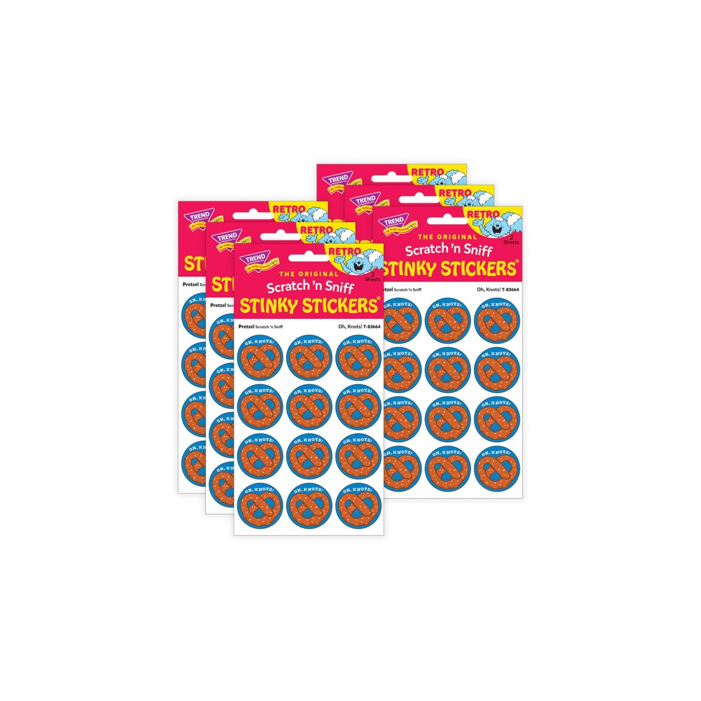 TREND Oh/ Knots!/ Pretzel Scent Stickers, 24 Per Pack, 6 Packs