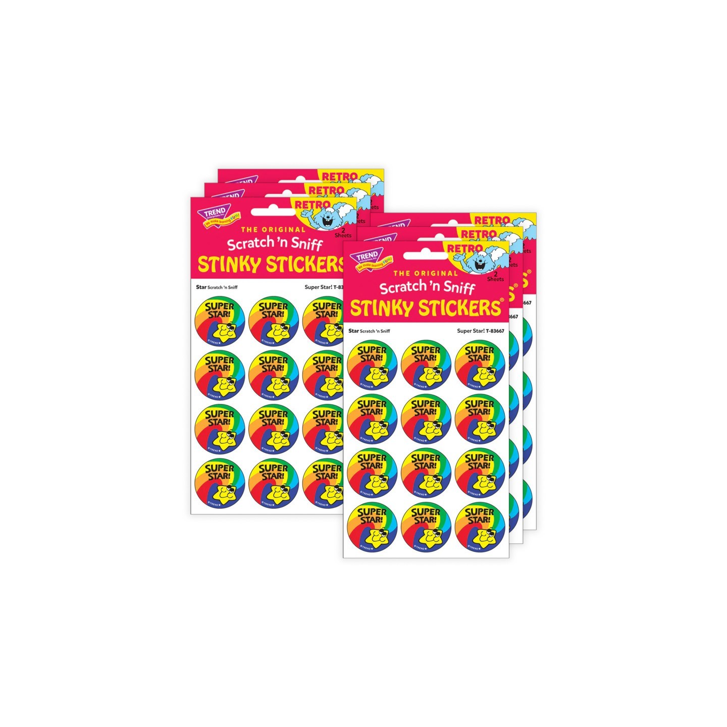 TREND Super Star!/ Star Scent Stickers, 24 Per Pack, 6 Packs