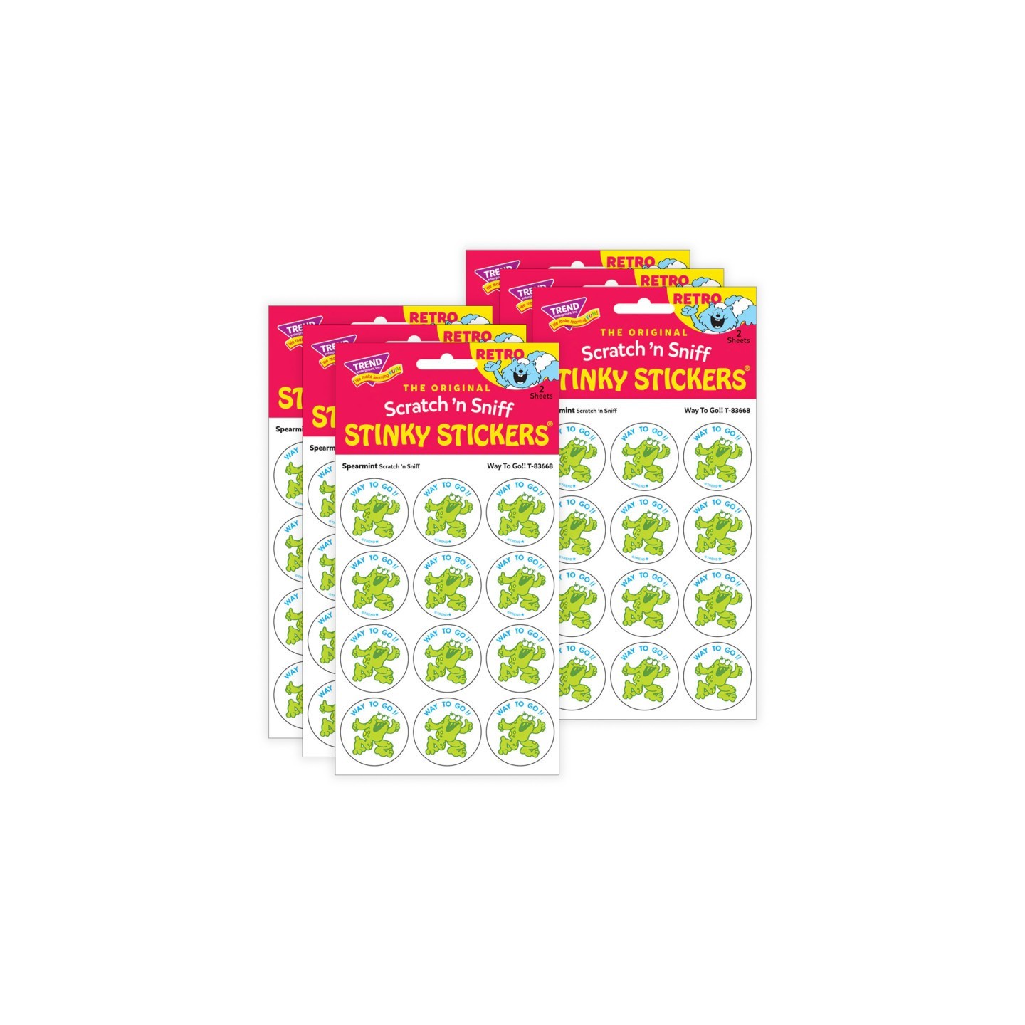TREND Way to Go!!/ Spearmint Scent Stickers, 24 Per Pack, 6 Packs