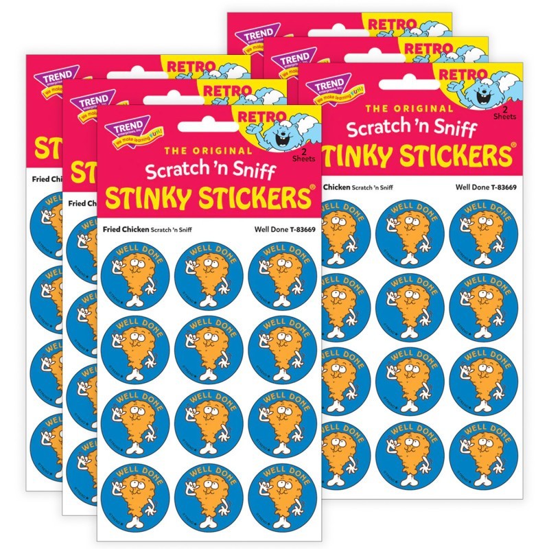 TREND Well Done/ Fried Chicken Scent Stickers, 24 Per Pack, 6 Packs