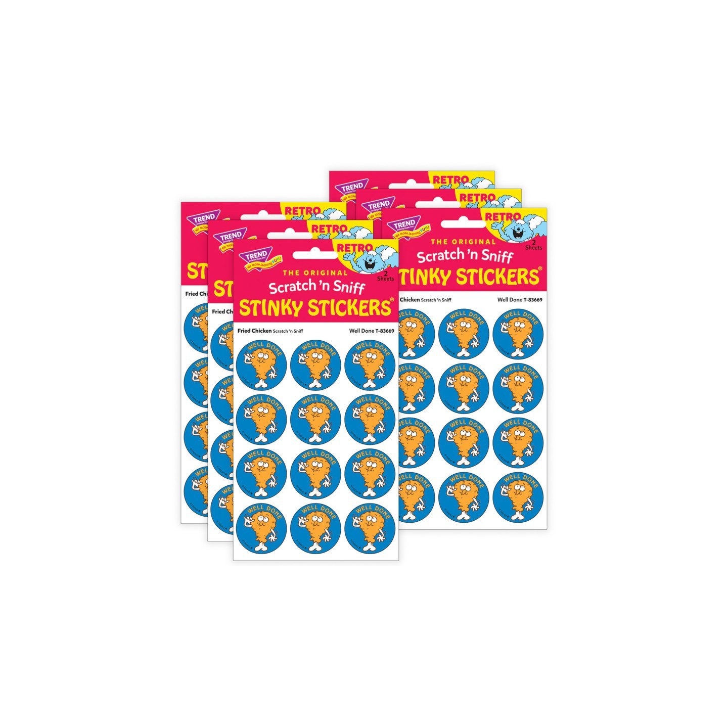 TREND Well Done/ Fried Chicken Scent Stickers, 24 Per Pack, 6 Packs