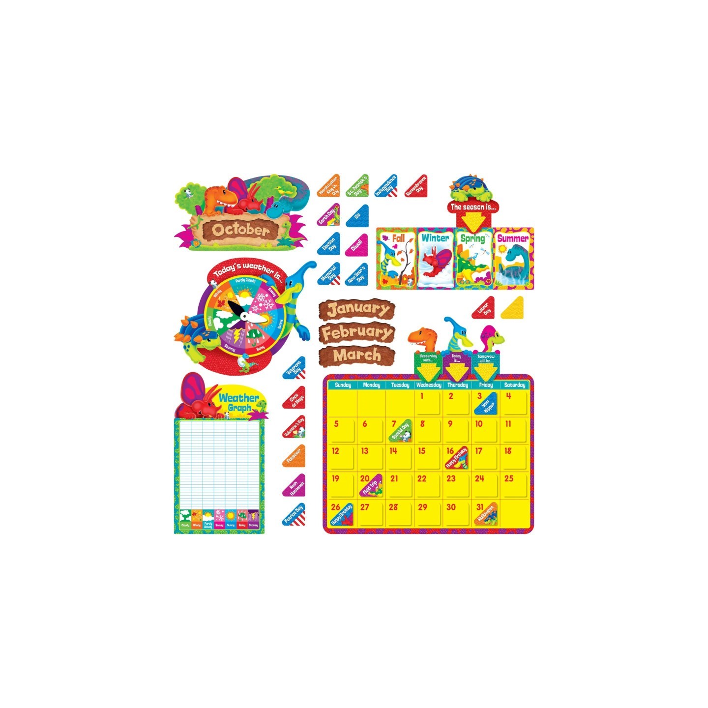 TREND Dino-Mite Pals® Calendar Bulletin Board Set