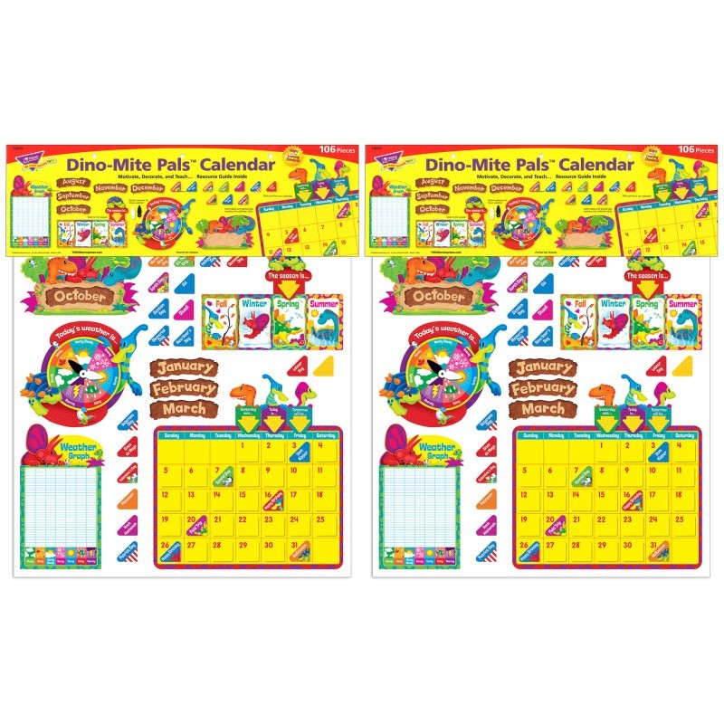 TREND Dino-Mite Pals® Calendar Bulletin Board Set, 2 Sets