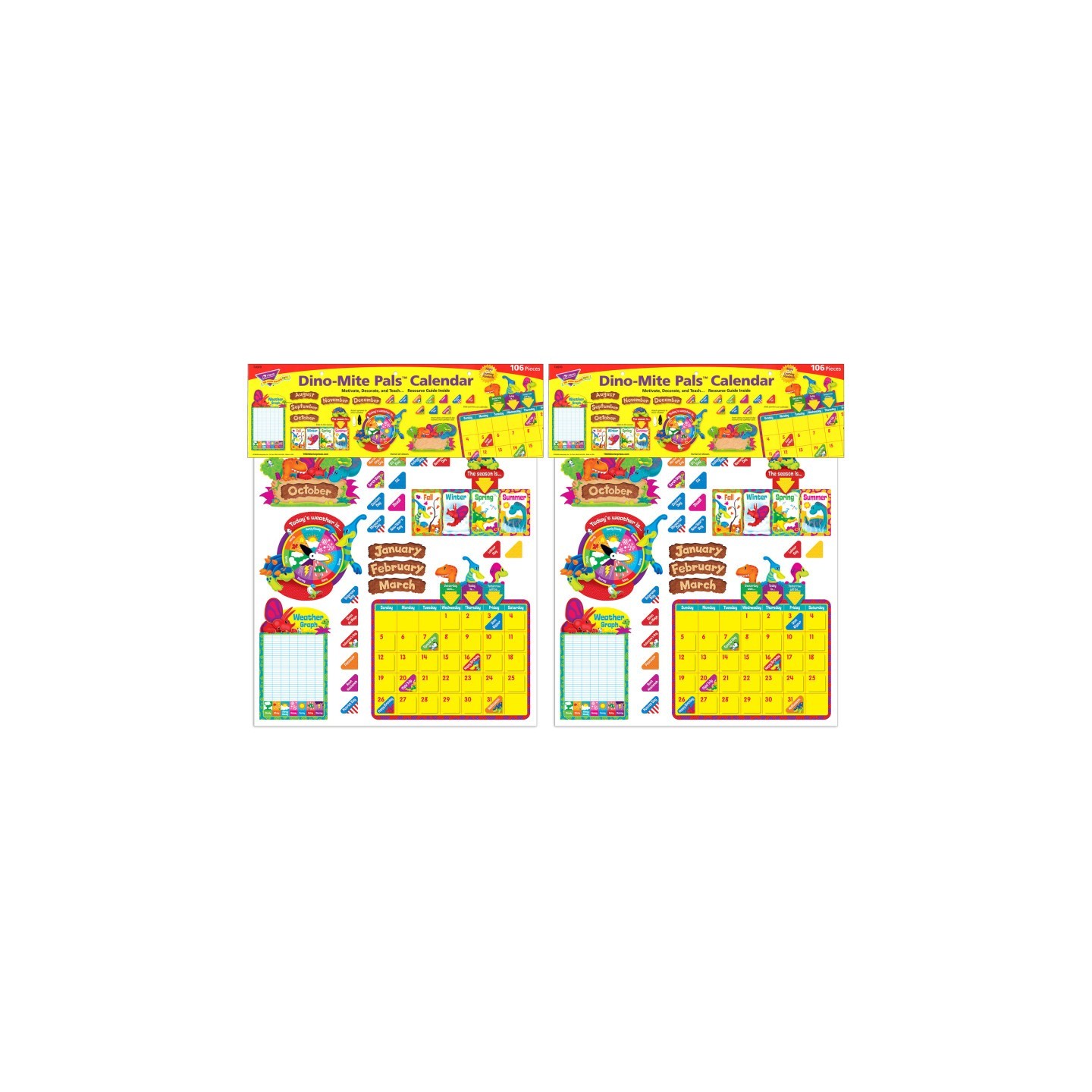 TREND Dino-Mite Pals® Calendar Bulletin Board Set, 2 Sets
