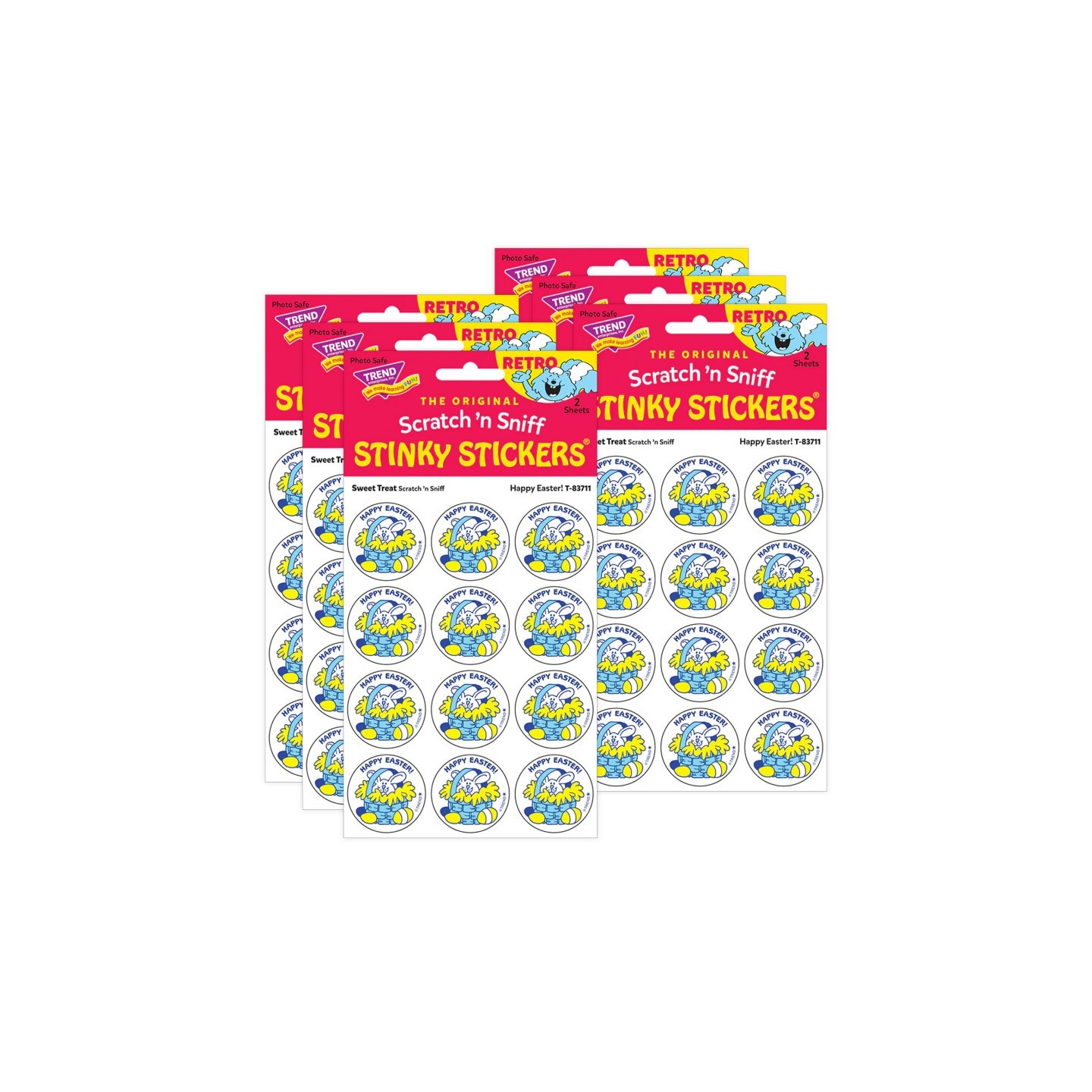 TREND Happy Easter!/Sweet Treat scent Retro Scratch 'n Sniff Stinky Stickers®, 24 Per Pack, 6 Packs