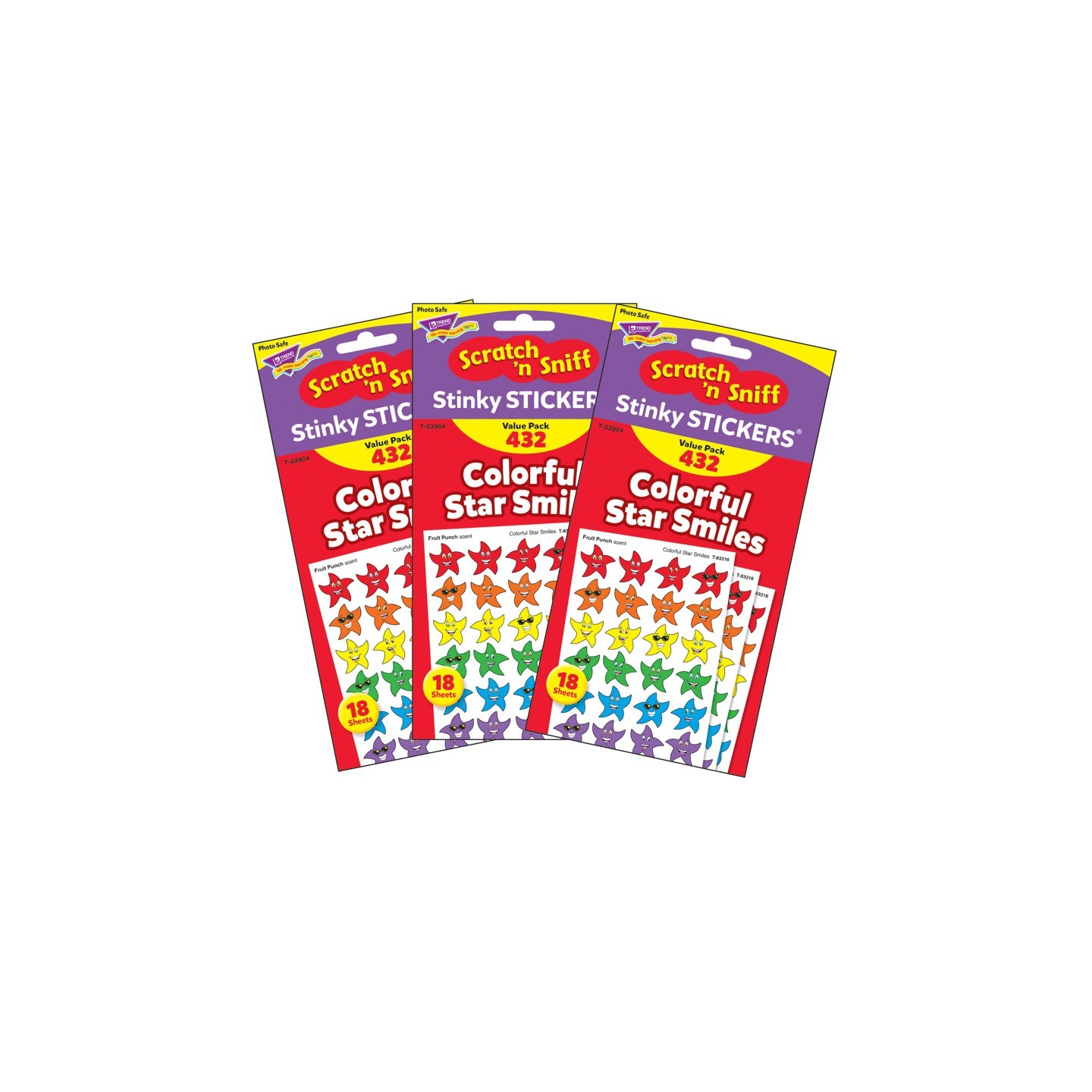 TREND Colorful Star Smiles Stinky Stickers® Variety Pack, 432 Per Pack, 3 Packs