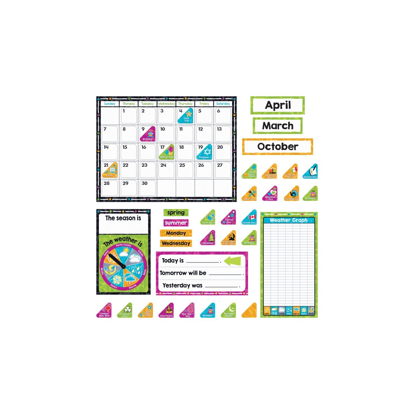 TREND Color Harmony Calendar Bulletin Board Set