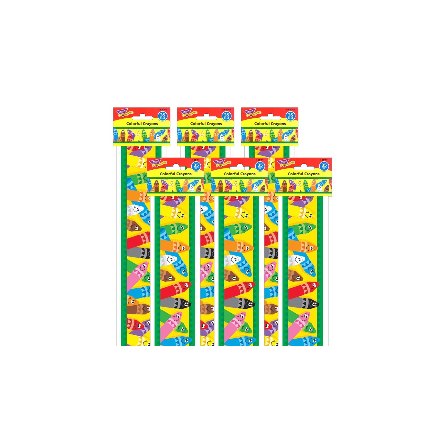 TREND Colorful Crayons Bolder Borders®, 35.75' Per Pack, 6 Packs