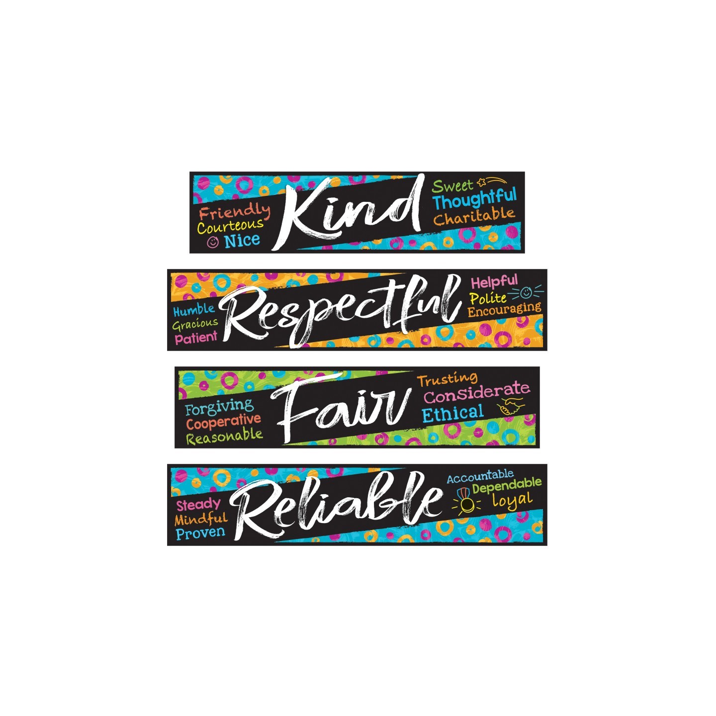 TREND Color Harmony Character Traits Mini Bulletin Board Set