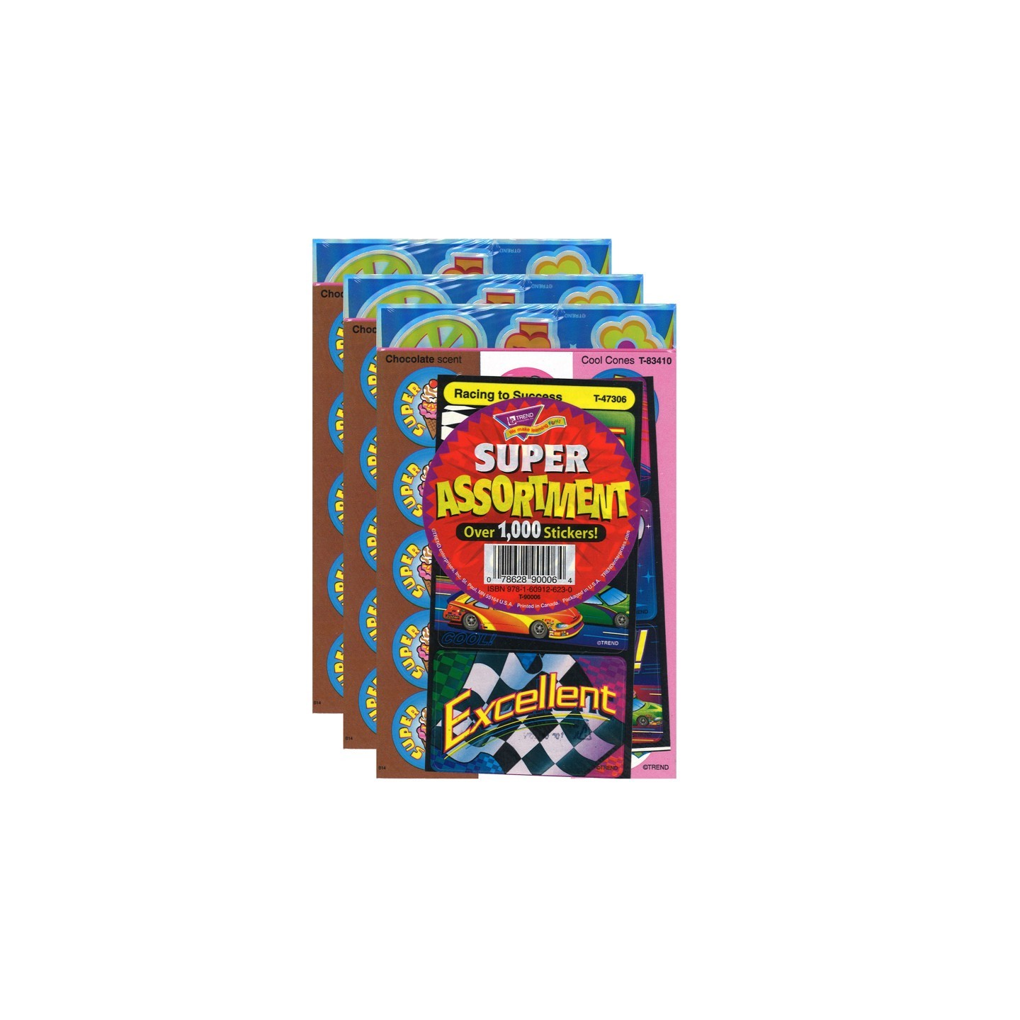 TREND Super Assortment Sticker Pack, 1000 Stickers Per Pack, 3 Packs