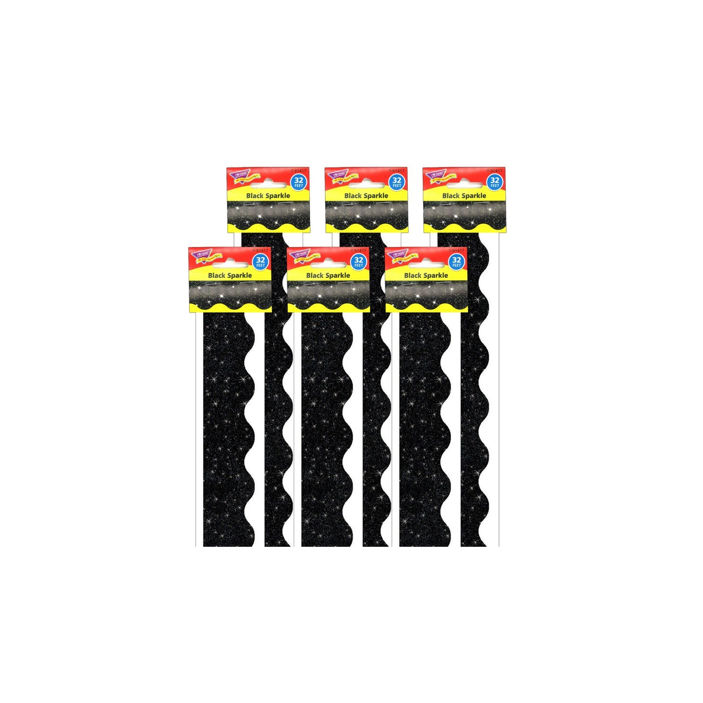 TREND Black Sparkle Terrific Trimmers®, 32.5' Per Pack, 6 Packs
