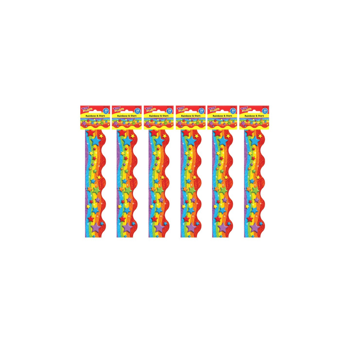 TREND Rainbow & Stars Terrific Trimmers®, 39 Feet Per Pack, 6 Packs