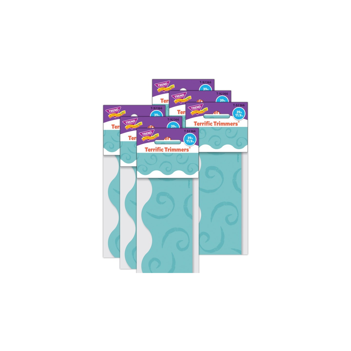TREND Teal Swirls Terrific Trimmers®, 39 Feet Per Pack, 6 Packs