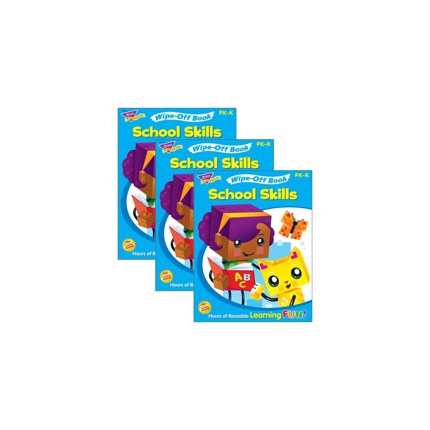 TREND School Skills Wipe-Off® Book Wipe-Off® Book, 28 pgs, Pack of 3