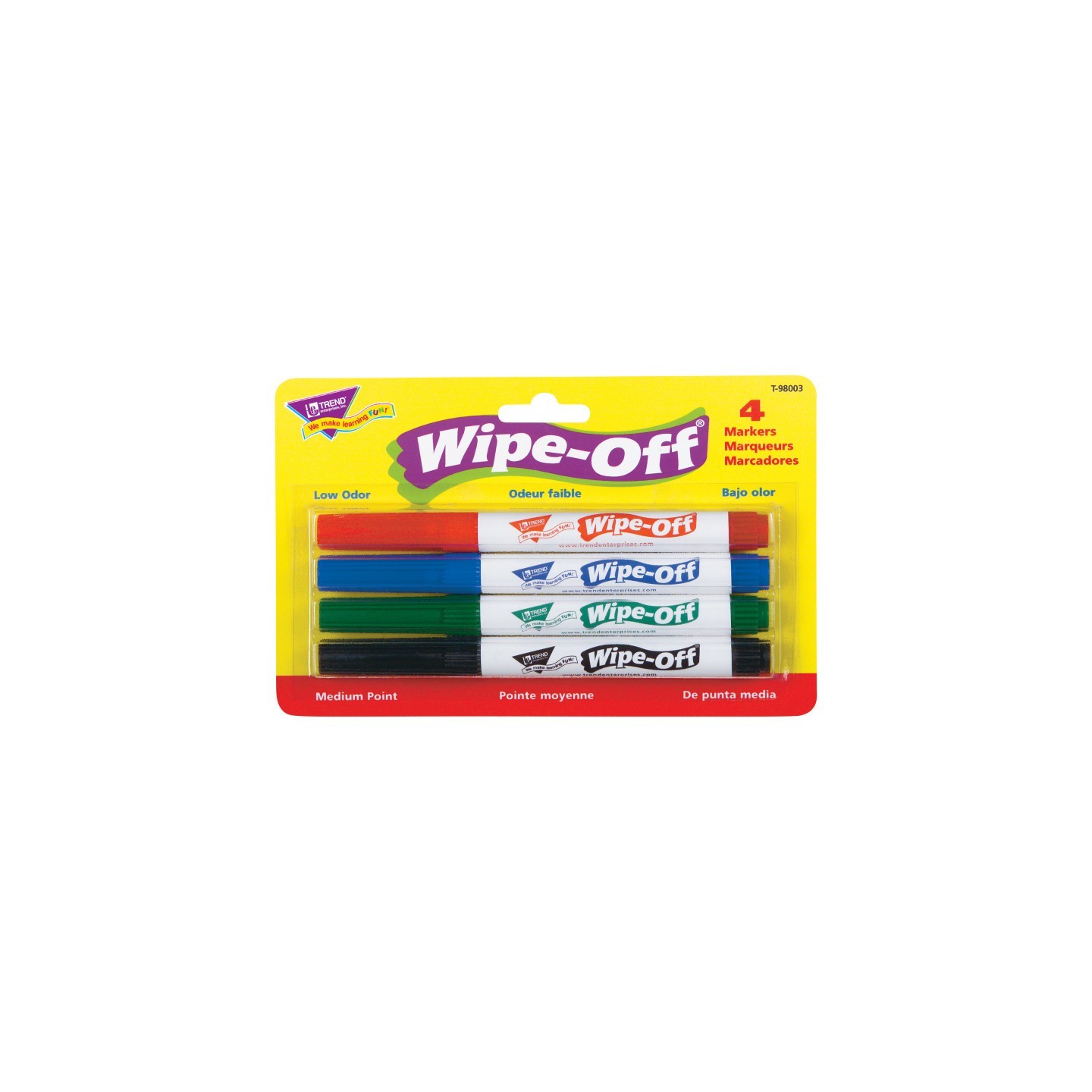 TREND 4-Pack Standard Colors Wipe-Off® Markers